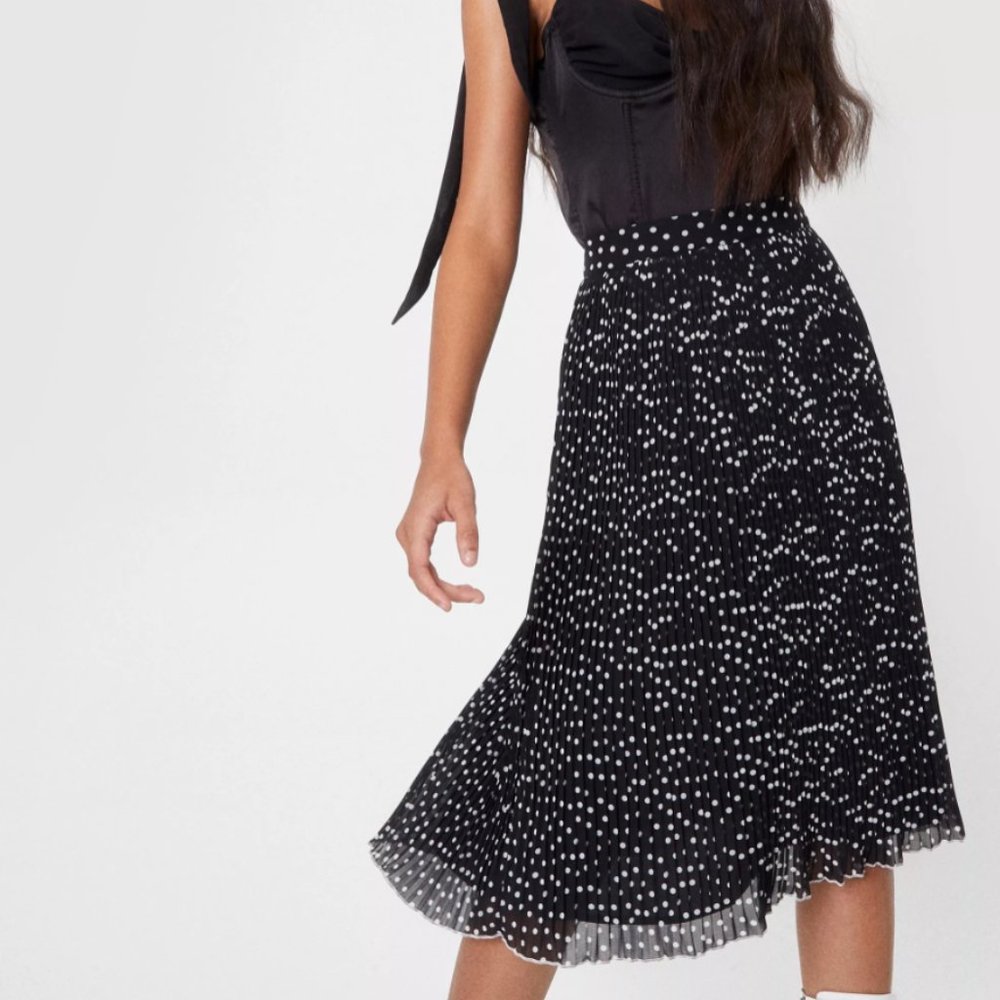 Nasty Gal Chiffon High Waisted Pleated Spotty Midi Skirt | Size US 4